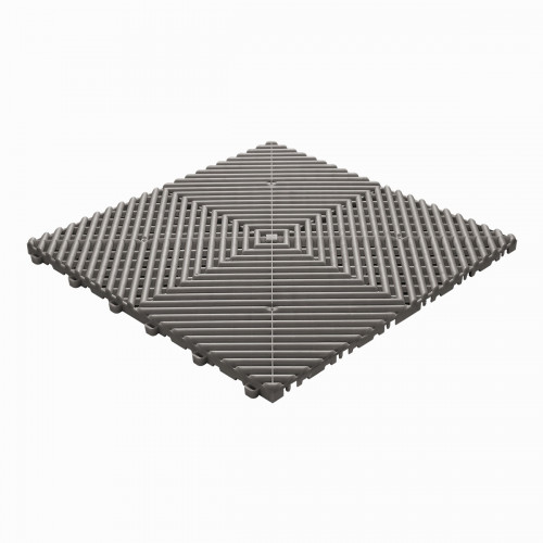 Terrastegel kunststof open structuur ronde ribben grijsbruin