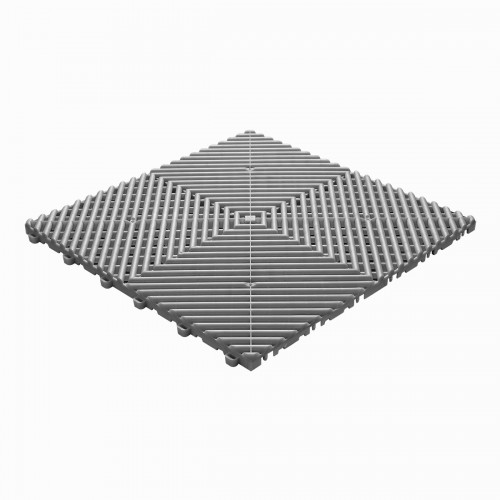 Terrastegel kunststof open structuur ronde ribben grijs-alu