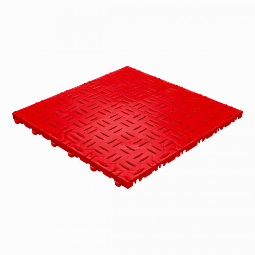 Fitnessvloer Kliktegel met traanplaatmotief 18 mm rood