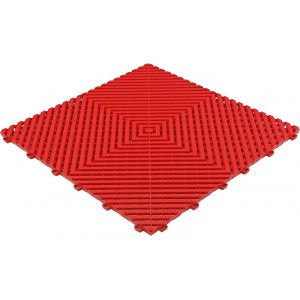 Galerijvloer kliktegel met vlakke open ribben rood